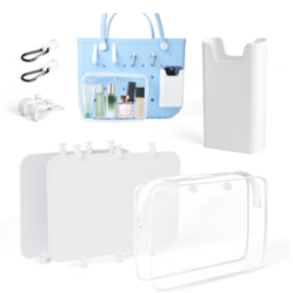 Travel Organizer Set Clear Pouches Inserts Clips‎ White